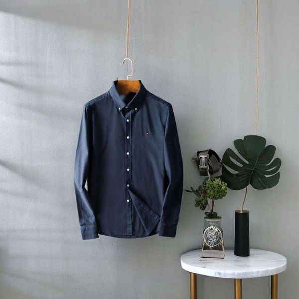 Camisa de designer de pólo de ralp laurens rl blusas de moda de luxo de alta qualidade camisa cor de cor sólida masculina camisa de manga longa de outono bordado oxford algodão de algodão casual