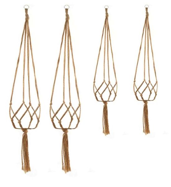 Gancio macrame nodato gancio gancio vintage in cotone lino fioro cesto di sollevamento del cesto cesto appeso Porta cestino SN707547599