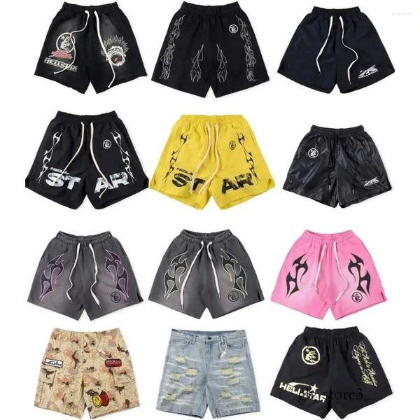 Shorts masculinos Hellstar ostenta lotes casuais de basquete ao ar livre de futebol e campo Fiess tudo elegante praia de verão