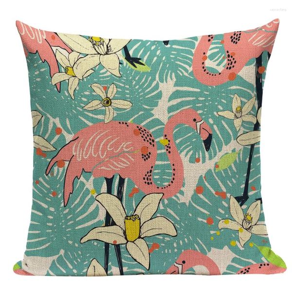 Yastık atma hayvan döşeme 45x45 ev dekor yastık kılıfı koltuk sanat kaplan flamingo kapak İskandinav bitki tekstil E2206g