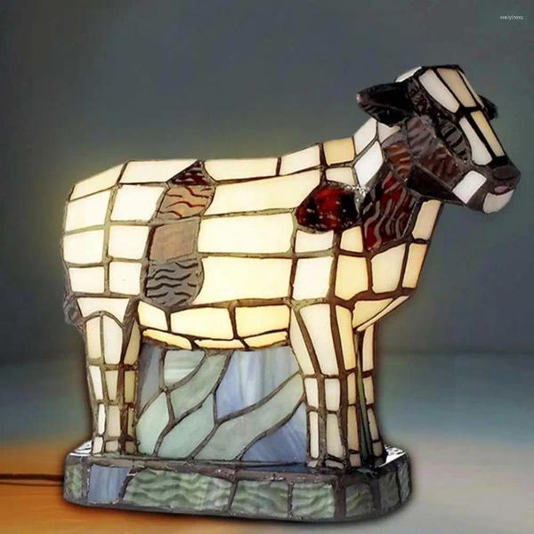 Tischlampen Desktop Nachtleuchte Vintage Cow Monkey Harzlampe USB für Zimmer Schlafzimmer oder Schreibtischdekoration einzigartig