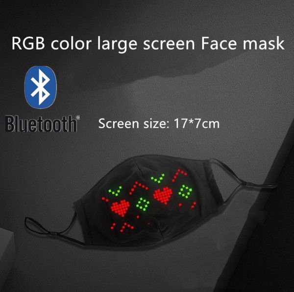 RGB 7Color Bluetooth programmierbar blinkende Animation Scrolling Text LED -Gesichtsmasken für Bar DJ Party mit USB -Batterie Luminous Mas8131036