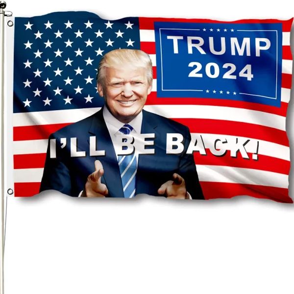 3x5ft Flags Trump 2024 Трамп 2024 Президентские выборы Я вернусь на Флаг Дональда с медными прокладками 150cmx90cm 0417