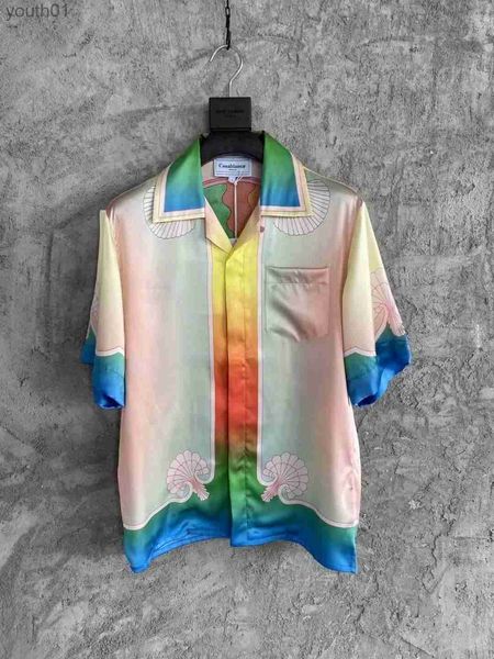 Herren lässige Hemden Casa Designer Bekleidungsstrecke Casablanca Farbe Sea Wave Segelboot Blume Seidenmänner Western Urlaub Kurzarm Shirtewnh