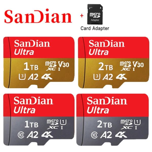 Cartões San Dian 100% original 2TB Micro SD Classe 10 TF Card 1 TB até 30MB/S CARTÃO DE MEMORA