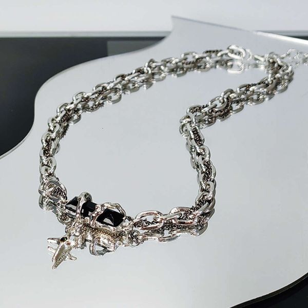 Designer Halskette Star verpackte schwarze Diamant Halskette Trendy Herren Hip-Hop Accessoires Herren Langpullover Kette Sternenstars Doppelschicht Set Kette