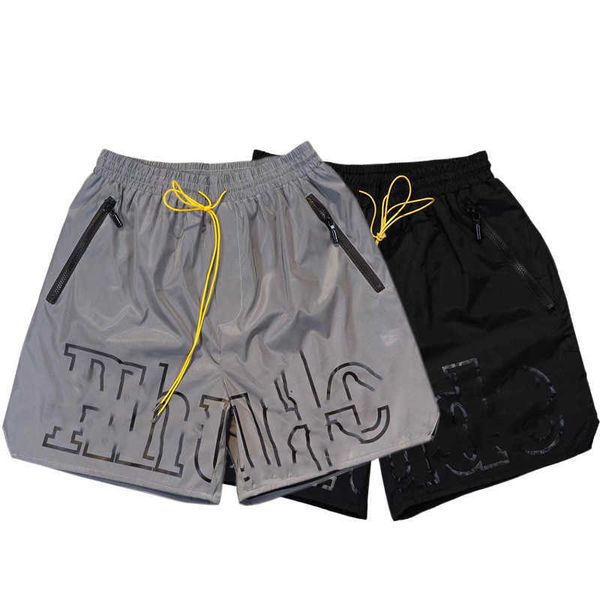 Rhude American High Street Limited Letter 3M Shorts riflettente Shorts Mens e Womens Hip Hop Pants Summer Summer