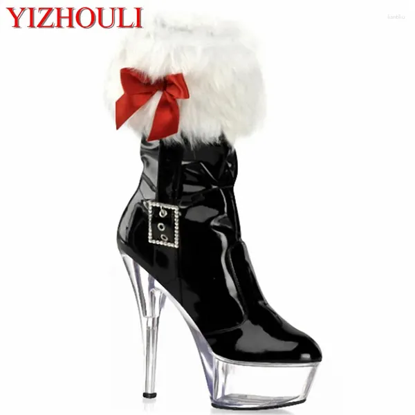 Tanzschuhe Weihnachtstag Low -Stiefel 15 cm High Heels Wasser und amerikanische Nachtclubs mit