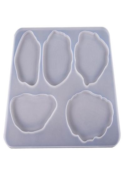 Moldes de montanha -russa de ágata moldes de resina de silicone 5 cavidade translucência flexível resina UV Mold Diy Tabela Decoração de fabricação de ferramentas7819925