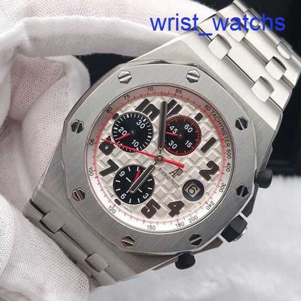 AP Casual Arms Watch Royal Oak Offshore Precision Steel 26170st Automatische mechanische mechanische rote Nadel Timing Anti -Magnetische weiße Platte Stahlbänder Wache