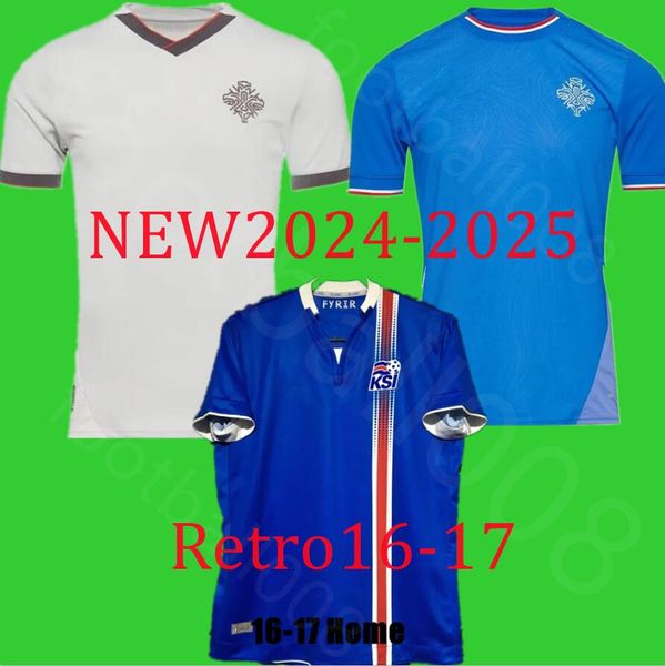 Gudmundsson 2024 2025 Maglie da calcio della squadra nazionale islandese 2016 2017 24 G Sigurdsson e Gudjohnsen r Sigurdsson Hlynsson Haraldsson Retro Football Shirts Uniforms