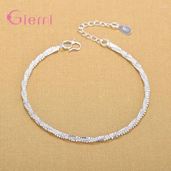 Link Bracelets Fashion Twisted Chain Anklet 925 Jóias de pulseira de prata esterlina para mulheres presentes de garotas por atacado