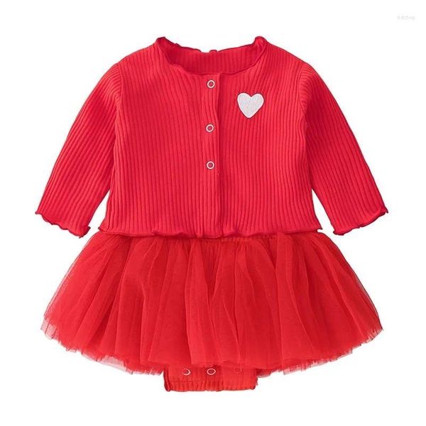 Abiti da ragazza abiti da cucciolo nati abiti da cuore con un outfit di compleanno della festa di cardigan a maniche lunghe per ragazze vestito principessa regalo