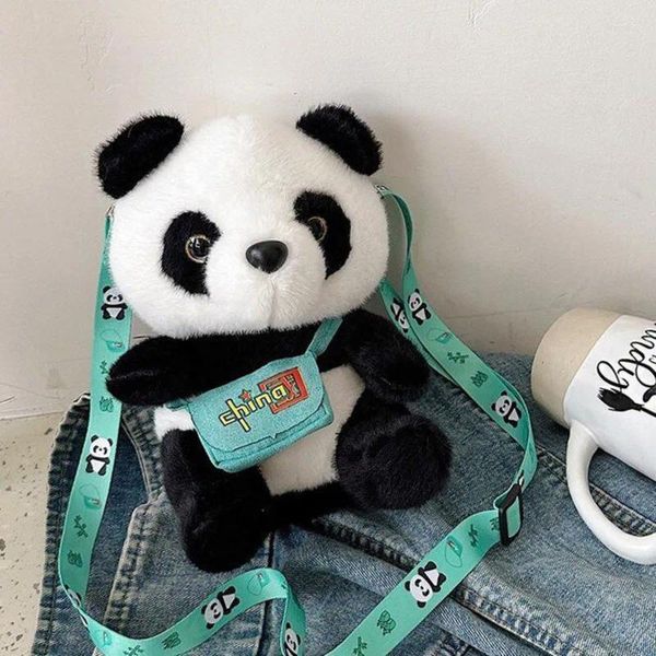 Aufbewahrungstaschen süße Panda Plüsch Crossbody Tasche kleine Kapazität Kinder Mädchen Kawaii Cartoon weiche flauschige Mini -Kreuzkörper Schulter Reißverschluss Geld