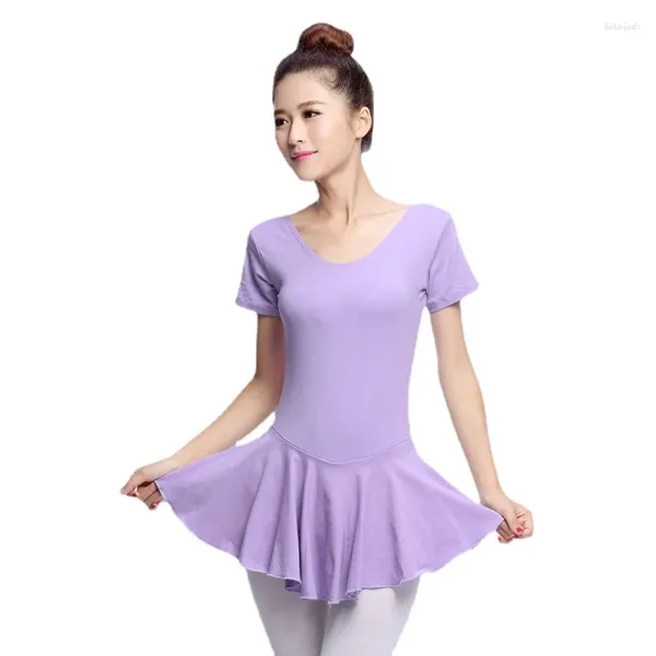 Stage Wear Ballet Leotards Manga curta para a saia adulta Salia collant Cotton Cotton Cotton Classical Dance Yoga Chinese Terno