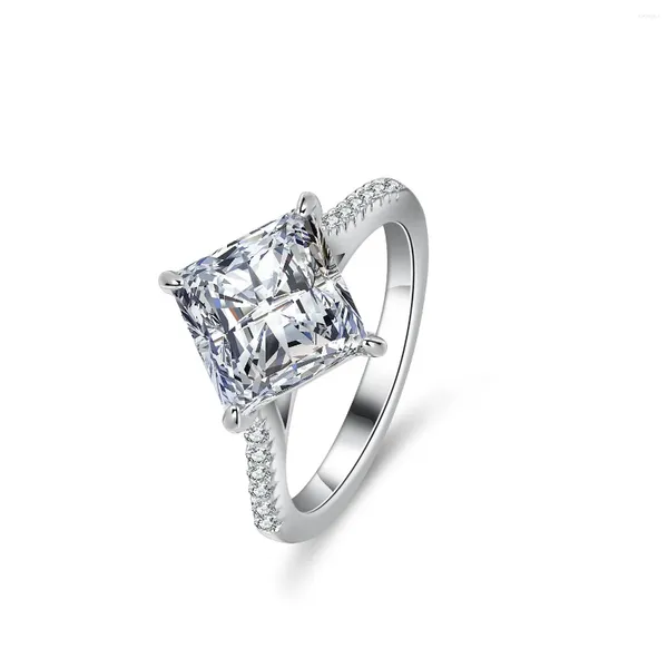 Anelli a grappolo gioielli in oro bianco di lusso 3 anello di diamanti moissanite per donne pacchetto quadrato alieno principessa raydean taglio matrimonio