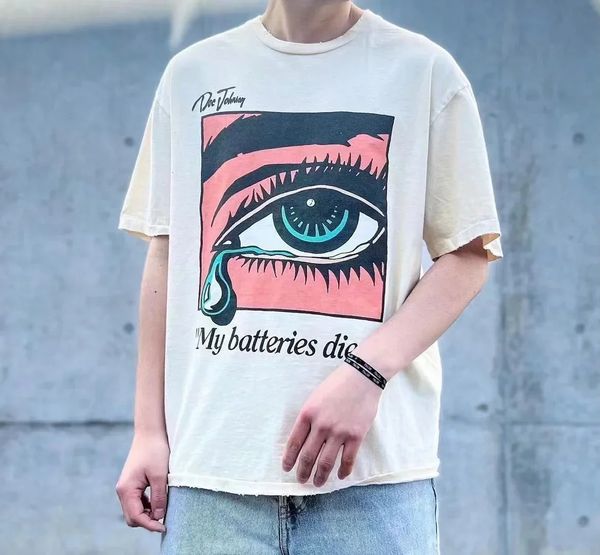 Высококачественные батареи GD Dead Recycle Printed Dept Tee Antique White Thirt мужская женская винтажная футболка Men 240412