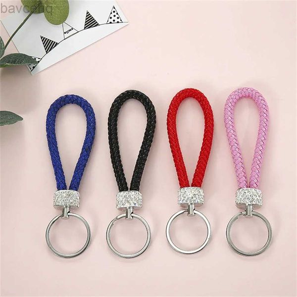 Tornari percorsi 1pc in pelle intrecciata intrecciata intrecciata keychain Glitter ringele ringele per uomini per uomo porta chiavi per auto multiuso Cancelle D240417