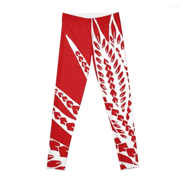 Calças ativas Red Polinésia geométrica Floral Chic Bird of Paradise Tribal Tattoo Leggings corredores para mulheres femininas