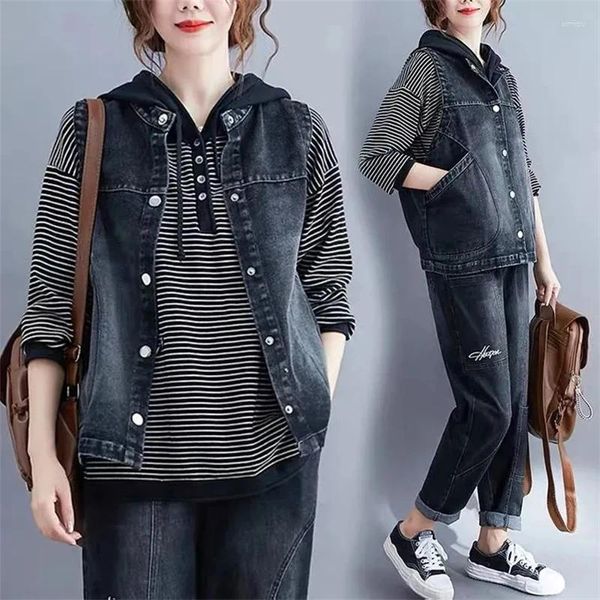 Frauenwesten Frühlingssommer Damen Denim Weste Mantel 2024 Koreanische Version ärmellose Cowboy Elegant vielseitiges Lady Horse Clip