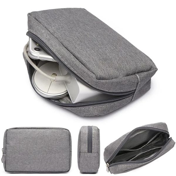 Acessórios digitais de viagem Case organizadora para fones de ouvido Mouse Mouse Acessórios portáteis de zíper USB Bolsa de armazenamento de cabos de dados USB