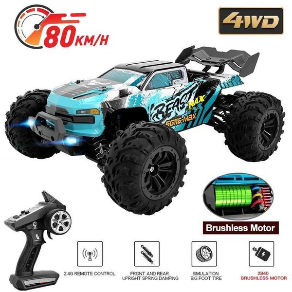 Diecast Model Arabalar 1 16 4WD RC Araç Yüksek Hızlı Off-Road Drift Fırçasız Canavar RC Arabalar 80km/H Profesyonel Yarış Araba 2.4G Uzaktan Kumanda Araba Oyuncakları J240417