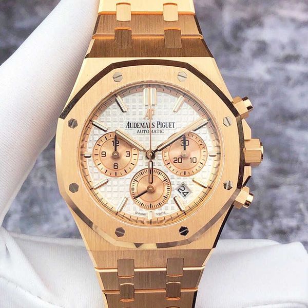 Designer Watch Luxury Automatic Mechanical Watches Serie 26315OR DATUM Chronograph 18K Roségold Large Check -Zifferblatt Bewegung Armbanduhr Watch