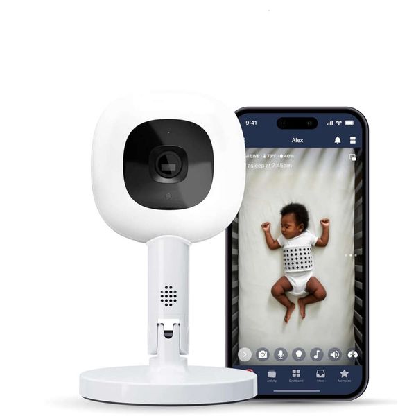 Resta connesso e senza preoccupazioni con Nanit Pro Smart Baby Monitor e Flex Stand - 1080p Secure WiFi Camera, Tracker movimenti del respiro del sonno senza senso, audio bidirezionale