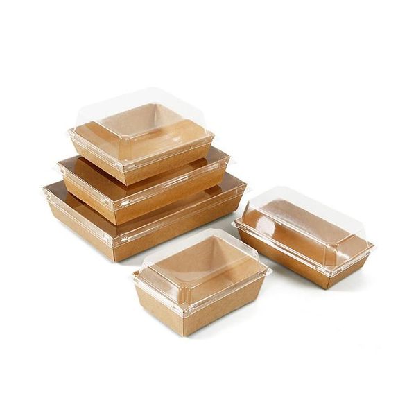 Упаковочные коробки Оптовые выпечки и упаковочные коробки для прозрачной крышки, защищенная от смазки, контейнеры для смазки с жирной бумагой.