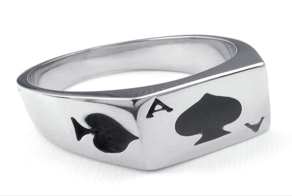 Verkauf Schmuck Männer Edelstahl Ring Poker Spade Ace Personalisierte Mode 316L Edelstahl Ring6084971