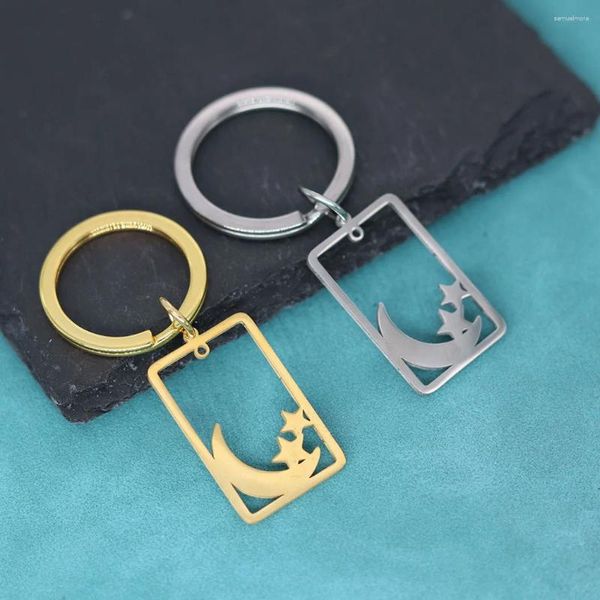 Keychains Nedar Crescent Moon Sterne Signet Schlüsselkette Edelstahl Anhänger Schlüssellöte Himmels Astrologie Juwely Frauen Keyring Geschenk