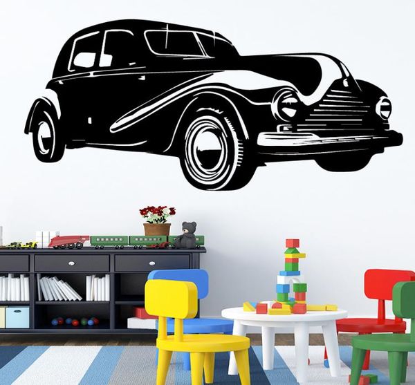 Vinilos Paredes Black Classic Car Wall Adesivo per la camera da letto per bambini Decorazioni per la casa Soggio