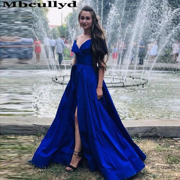 Partykleider elegant Split A-Line Prom Long 2024 Chic Off Schulterabendkleid für Frauen Royal Blue Vestidos de Fiesta Noche