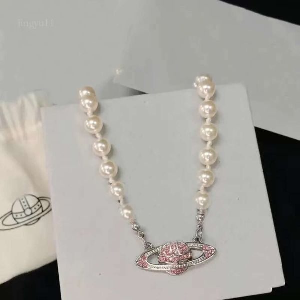 Colar de Vanclef Novo designer estilista moda pingente feminina de marca quente planeta planeta Saturn pérola colar por satélite Chain Chain Punk vibe