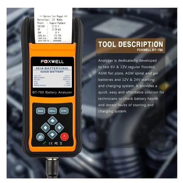 Tester batteria 0-1000A Auto AGM Gel EBP Batterie Analyzer 12V-24V Sistema di ricarica di avvio PK BT705 BT715