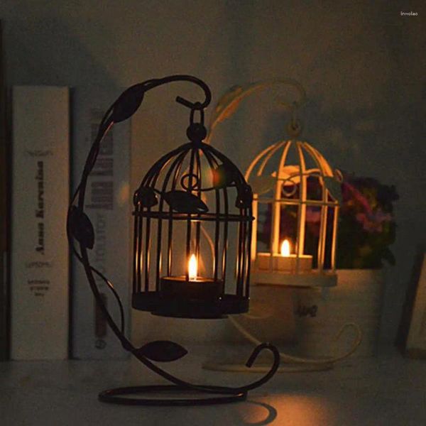 Titulares de vela Titular de ferro europeu Stand Stand Stand Creative Leaves Bird Cage Home Decor Party Supplies