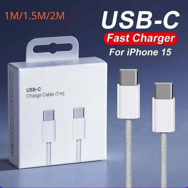 2024 Original USB C-Kabel für iPhone 15 Pro Max iPad PD 60W Ladungskabel-C-Webenkabel für Samsung S23 S24 Huawei Xiaomi Zubehör 1m/1,5 m/2m