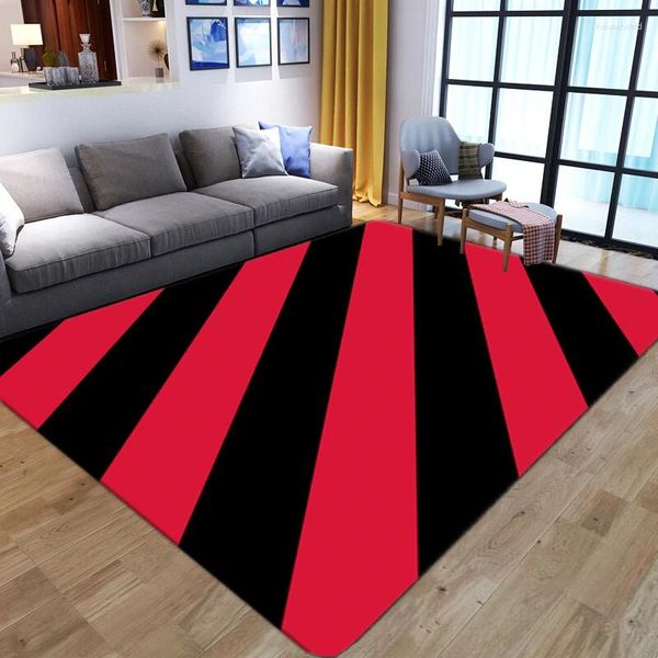 Tapetes 3d preto/vermelho listrado sala de estar carpete de impressão geométrica Quarto grande área de decoração home moderna dt58