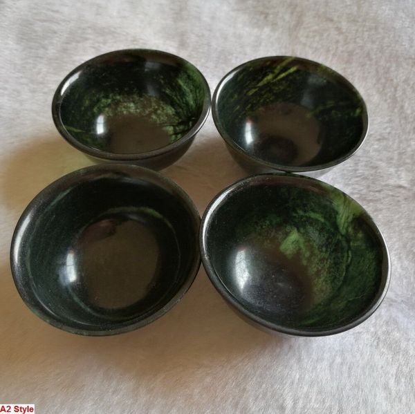 4 pezzi all'ingrosso cinese intagliato a mano scuro giada quattro piccoli tè