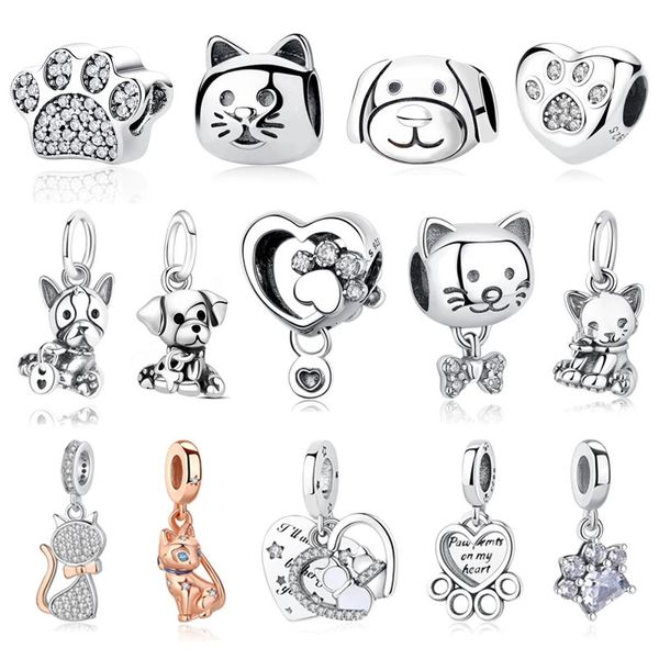 As contas de charme de cor prata são adequadas para colar de pulseira, filhote de cachorro, amor feminino DIY Jewelry Charm 240408