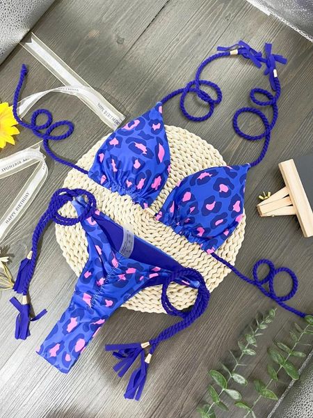 Женские купальники Ruotongsept Sexy Leopard Print Bikini Set Set Spet For Wome Biquini Два пляжного пляжного костюма 2024