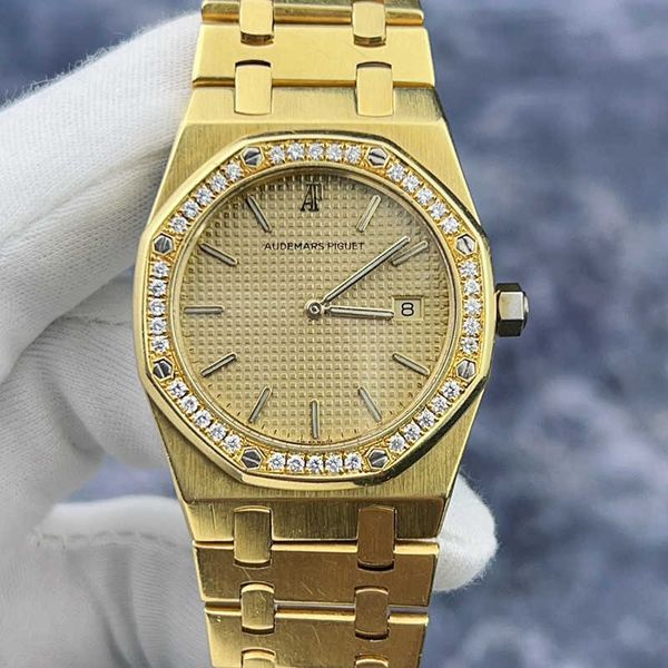 Designer Watch Luxus Automatische mechanische Uhren Old Womens 18K Goldmaterial Original Diamond-in-englische Bewegung 34-mm-Armbanduhr