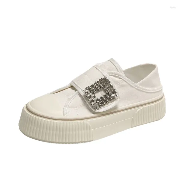 Sapatos casuais verão feminino tela grossa sola fivela metal meninas brancas estudantes pretos tênis planos altura aumentam 35-40