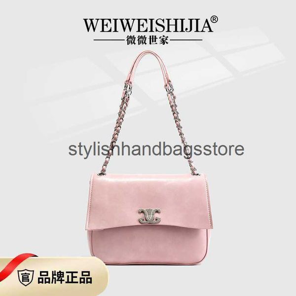 Umhängetaschen Zeug Live-Streaming Aristocratic Bag Kette Eins Schulter-Crossbody High-End-Patentleder Metall glänzender Diamant-Tote H240417