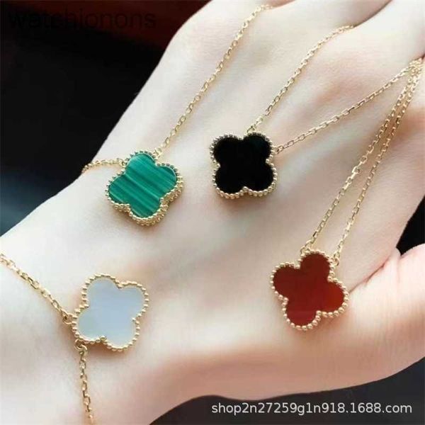 Luxo Top Grade Vancelfe Brand Designer Colar Versão alta V Fritillaria Chalcedony Red Chalcedony de Double Sudido Clover High Quality Jeweliry Gift