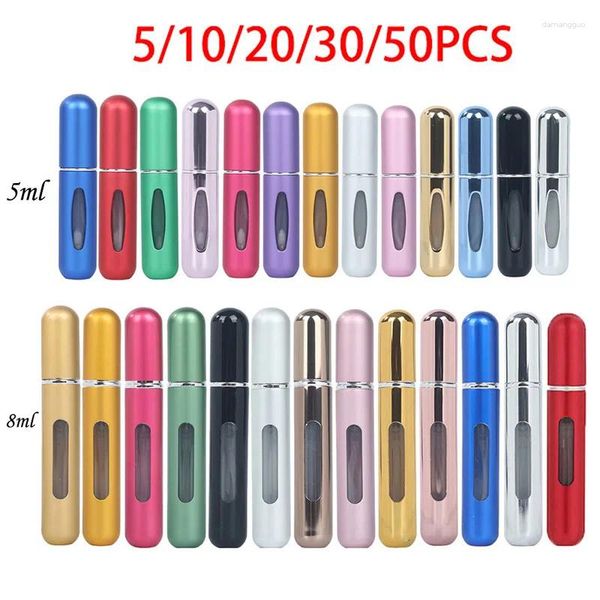 Bottiglie di stoccaggio 5/10/20/30/50 PC 5 ml 8 ml Mini portatili portatili a bottiglia per profumi ricaricati a spruzzo Atomizzatore di contenitore cosmetico all'ingrosso per