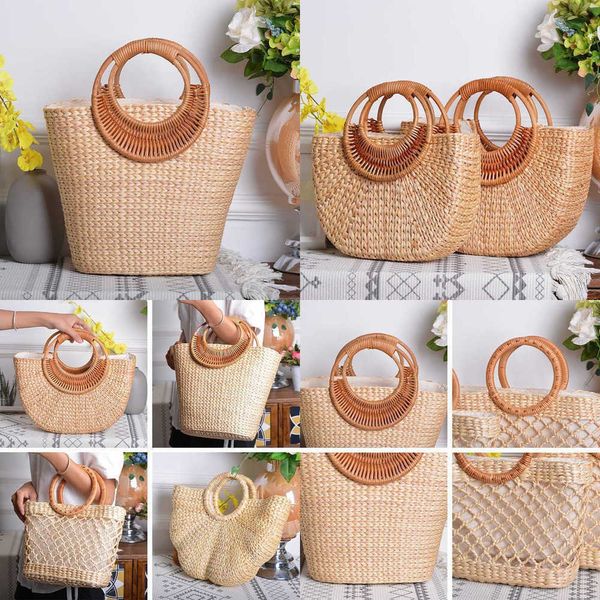 Ladies Beach Bags Nordic Evening Style Woven Made Woven Grass Simbag с высокой эстетической ценностью. Фотография Moon Mobile Phone Sage