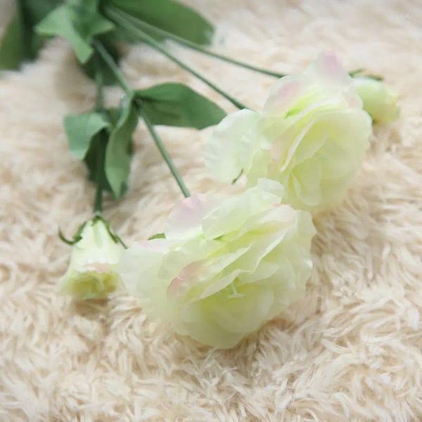 Dekorative Blumen 3 Köpfe gefälschte künstliche Eustoma grandiflorum lisianthus bouquet Weihnachten Hochzeitsfeier Home Blumenzweige