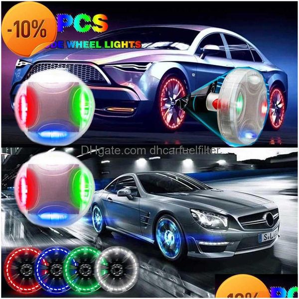 Luzes decorativas 4 modos LED RGB CAR ENERGIA SOLAR FLASH CUIL CAPA LUZ COLORF Lâmpada de lâmpada fria para decoração de roda Drop Deliver Dhuo6