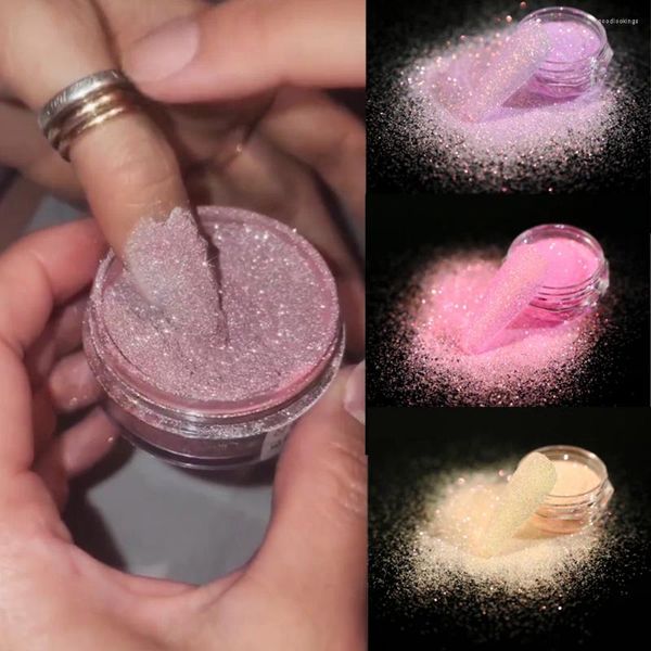 Glitter de unha Purple Light Light Sugar Powder Pigment Shiny Effect Candy Woolen Flakes Dust Manicure Accesso